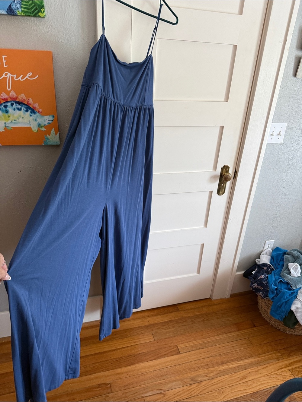 American Eagle Outfitters Indigo Wide-Leg Spaghetti Strap Jumpsuit
